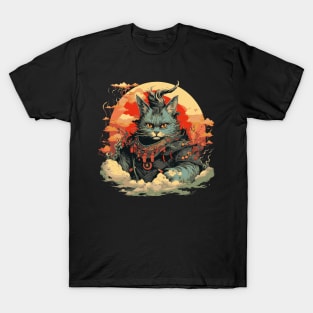 Japanese samurai cat warrior T-Shirt